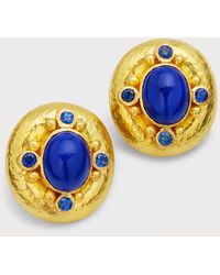 Elizabeth Locke - 19k Lapis, Blue Sapphire And Gold Dot Earrings, 20x18mm - Lyst