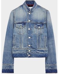 McQueen - Apos;S Band-Collar Denim Jacket - Lyst