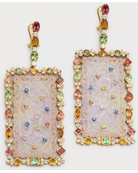 Alexander Laut - 18k Yellow Gold Jade Drop Earrings With Multicolor Stones - Lyst