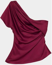 Jonathan Simkhai - Phoebe Draped Asymmetric Satin Top - Lyst