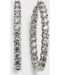 Neiman Marcus - 18k White Gold Oval-shape Diamond Gh/si Medium Hoop Earrings - Lyst