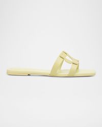 Jonathan Simkhai - Monogram Snake-Embossed Leather Flat Slide Sandals - Lyst