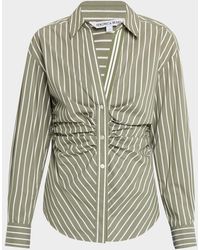 Veronica Beard - Devra Stripe Long-Sleeve Gathered Top - Lyst