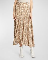 Isabel Marant - Sakura Feather-Print A-Line Maxi Skirt - Lyst