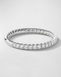 David Yurman - Dy Eden Partway Band Ring With Diamonds In Platinum, 1.85mm - Lyst