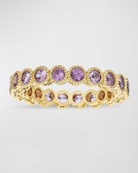 Tanya Farah - 18k Yellow Gold Modern Etruscan Pink Sapphire Stack Ring, Size 6.5 - Lyst