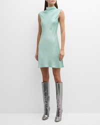 LAPOINTE - Cowl-Neck Sleeveless Doubleface Satin Bias Mini Dress - Lyst
