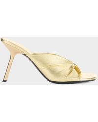 Loewe - X Paula & Apos;S Ibiza 90Mm Pebble Metallic Leather Slide Sandals - Lyst