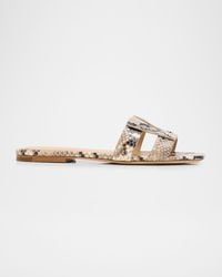 Veronica Beard - Via Snake-Printed Leather Flat Slide Sandals - Lyst