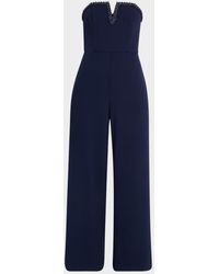Aidan Mattox - Strapless Bead-Trim Crepe Jumpsuit - Lyst