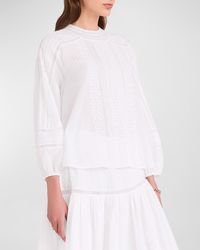 Merlette - Leo Embroidered Pintuck Cotton Voile Top - Lyst