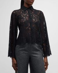 L'Agence - Carter Long-Sleeve Lace Blouse - Lyst