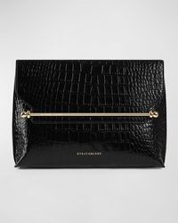Strathberry - Stylist Metal Bar Croc-embossed Leather Clutch Bag - Lyst