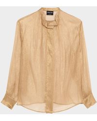 Giorgio Armani - Metallic Silk Button-Down Shirt - Lyst