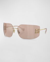 Miu Miu - Metal Rimless Wrap Sunglasses - Lyst