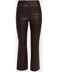 FRAME - The Leather Reboot Crop Jeans - Lyst