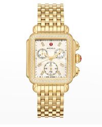 Michele - Deco Gold Diamond Bracelet Watch - Lyst