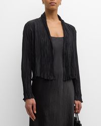 Eileen Fisher - Open-Front Crinkled Silk Jacket - Lyst