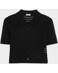 Jonathan Simkhai - Larken Short-Sleeve Sheer Stripe Cardigan - Lyst