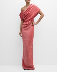 Hellessy - Margaux One-Shoulder Draped Velvet Column Dress - Lyst