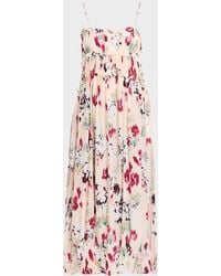 Ulla Johnson - Clove Ruffled Floral Silk A-Line Midi Dress - Lyst