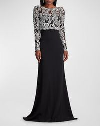 Tadashi Shoji - A-Line Floral-Embroidered Lace & Crepe Gown - Lyst