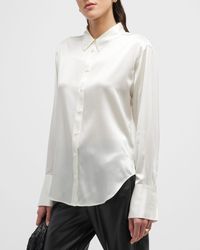 FRAME - The Standard Silk Button-Front Shirt - Lyst