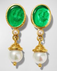 Elizabeth Locke - 19k Crane Venetian Glass Intaglio Pearl-drop Earrings - Lyst