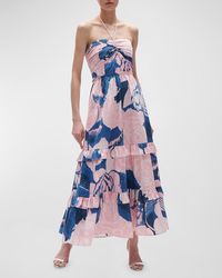 Figue - June Floral-Print Ruffle Halter Maxi Dress - Lyst