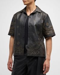 Amiri - Leather Laser-Cut Bandana Camp Shirt - Lyst