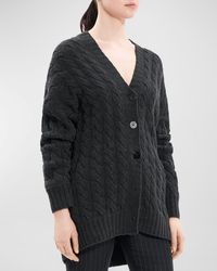 Theory - Cashmere And Wool Cable-Knit Cardigan - Lyst