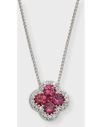 Neiman Marcus - 18k White Gold Diamond And Ruby Pendant Necklace - Lyst
