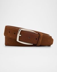 Brioni - Square-Buckle Suede Belt - Lyst