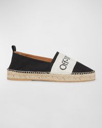 Off-White c/o Virgil Abloh - Bookish Linen Logo Espadrille Loafers - Lyst