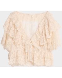 LoveShackFancy - Caper Lace Ruffle Crop Top - Lyst