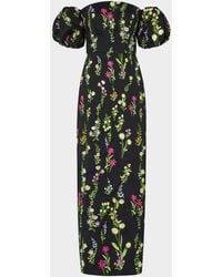 MILLY - Nira Off-Shoulder Embroidered Midi Dress - Lyst