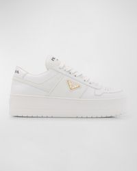 Prada - Downtown Leather Low-Top Sneakers - Lyst