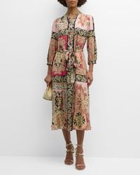 Tahari - The Mila Pintuck Floral-print Midi Dress - Lyst