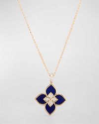 Roberto Coin - 18k Rose Gold Venetian Princess Small Lapis And Diamond Pendant Necklace - Lyst