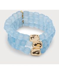 Devon Leigh - Aquamarine Gold Accent Stretch Bracelets, Set Of 3 - Lyst