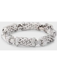 NM Estate - Estate 18k White Gold Open Swirl And Wire Grill Link Bracelet With 144 Diamonds - Lyst
