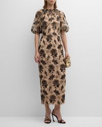 Lela Rose - Naomi Sheath Dress With Floral Embroidery - Lyst