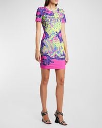 Versace - Abstract Print Short Sleeve Mini T-shirt Dress - Lyst