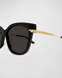Bottega Veneta - Engraved Logo Acetate & Metal Cat-Eye Sunglasses - Lyst