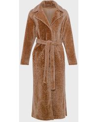 Gorski - Reversible Shearling Lamb Belted Long Coat With Side Slits - Lyst