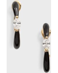 Frederic Sage - Yellow Gold Small Straight Marquise Center Black Enamel Hoop Earrings - Lyst