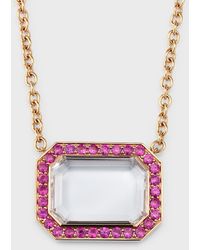 WALTERS FAITH - 18k Pink Sapphire And Rock Crystal Octagonal Pendant Necklace - Lyst