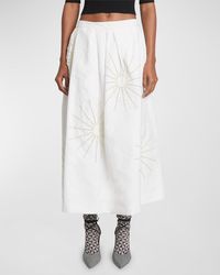 Dries Van Noten - Soni Starburst Embroidered Pleated Midi Skirt - Lyst