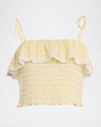 LoveShackFancy - Renada Gingham Eyelet Top - Lyst