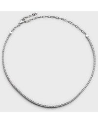 Neiman Marcus - White Gold Half-diamond Half-chain Necklace - Lyst